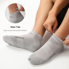 Men’s Ankle Socks Athletic Anti-Odor Cushioned Moisture Large Black*3,grey*3