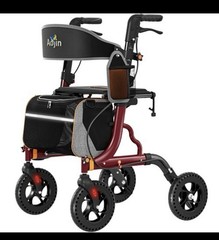 Aojin Rollator Walker Foldable All-Terrain Wheels Adjustable Height 350 lb Burg…