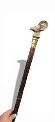 Brass Ram deer Head Walking Wooden Cane Stick Vintage Style Personalised gift