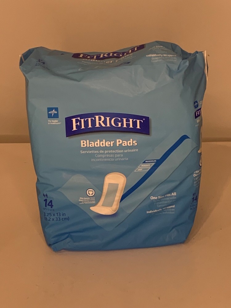 Medline FitRight Bladder Control Pads, Maximum Absorbency, 3.25″ x 13″ 14 count