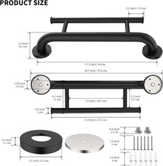 Oil Rubbed Black Grab Bar 17 Inch W/Towel Holder, Ihansee Stainless Steel Shower