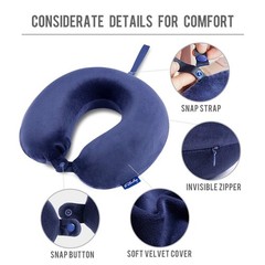 Fabuday Travel Pillow Memory Foam – Head Neck Support Adult Size, Blue