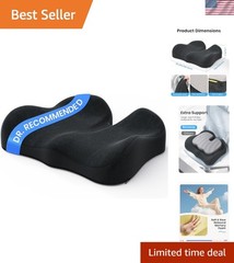 Versatile Ergonomic Memory Foam Cushion for Car, Office & Gaming Chairs – Black