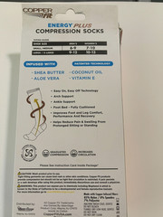 Copper Fit Energy Plus Compression Sock, Infused Hydrating Socks, S/M Unisex NEW