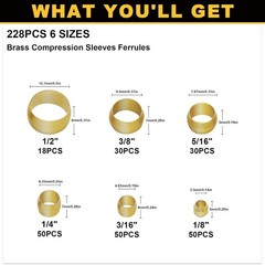 228-Piece Brass Compression Ferrule Kit for Hydraulic and Pneumatic Lines