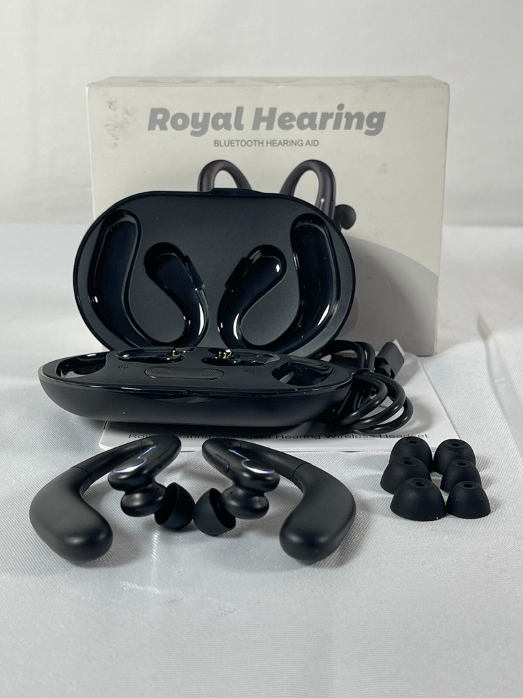 Royal Hearing F-Aid Black Rechargeable Bluetooth Hearing Aid With Manual
