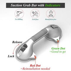 16.5inches Balance Assist Bathroom Shower Handle,Suction Bath Grab Bar with I…