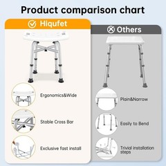 Adjustable Heavy Duty Shower Chair, 500 lbs Capacity, Anti-Slip Bathroom Stool,