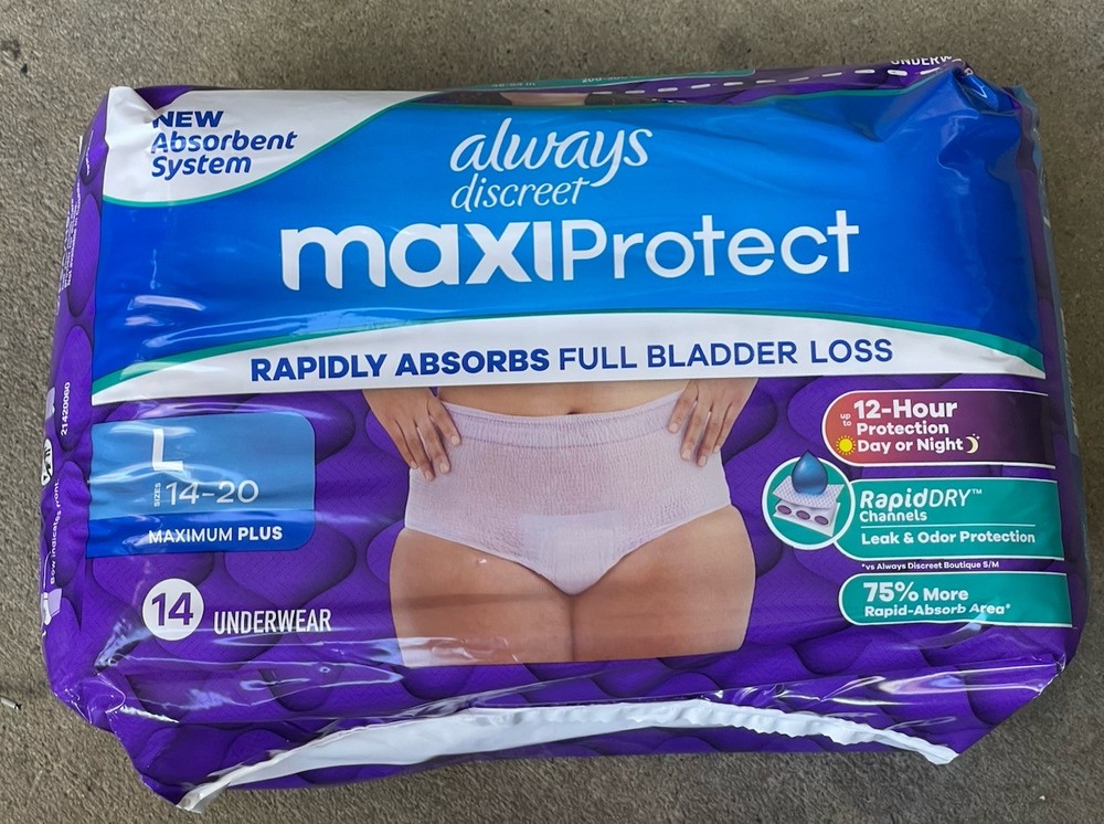 Always Discreet MaxiProtect 14 count Underwear Incontinence Pads Women Size L