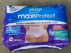 Always Discreet MaxiProtect 14 count Underwear Incontinence Pads Women Size L