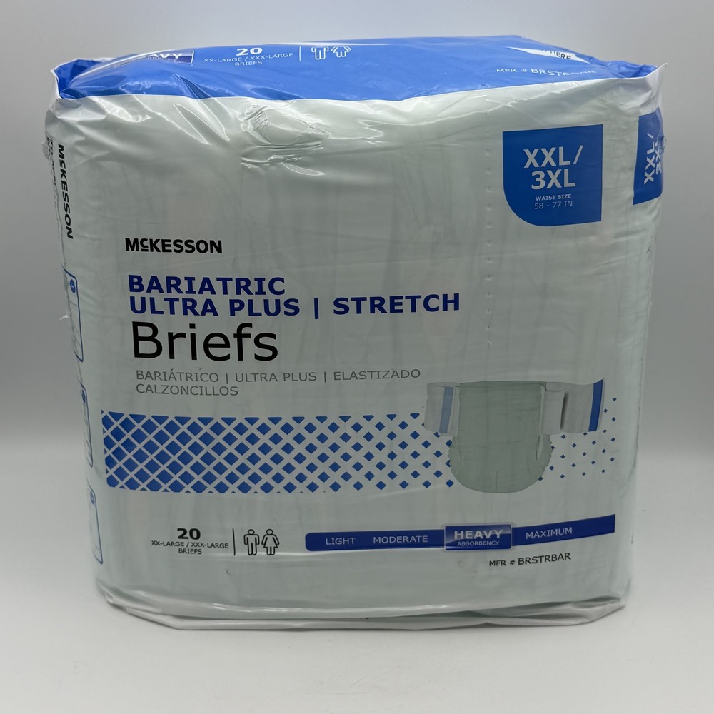 McKesson Bariatric Ultra Plus Stretch Briefs XXL/3XL 58-77in Heavy Absorbency