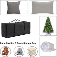Cushion Storage Bag, Outdoor Patio Heavy Duty Bag with Medium, Black