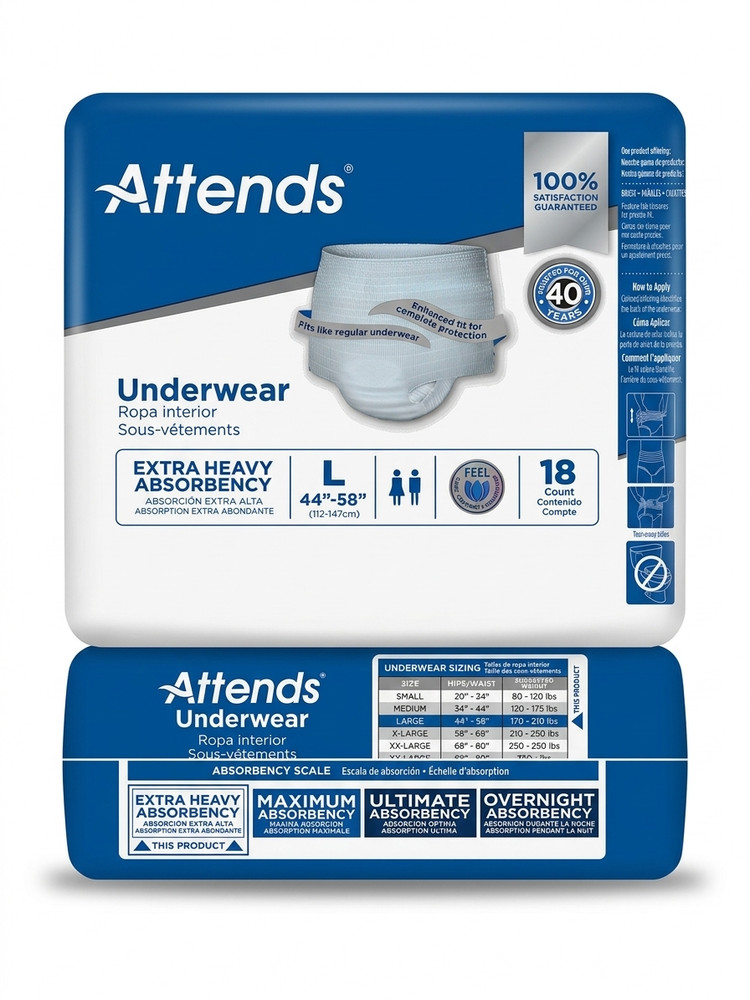 Attends Disposable Underwear APV30 Large Moderate 72-Count (Four 18-Count Packs)