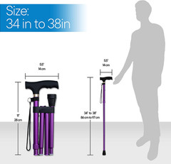 Folding Cane – Foldable Walking Cane with Adjustable Height – Collapsible and Li