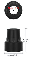 SuperGear 3/4 inch (19 mm) Cane Tip~ 8 Pack~ Black