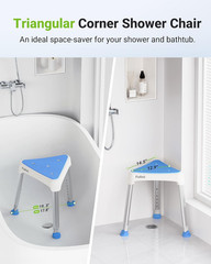 Space-Saving Triangular Shower Chair for Elderly and Disabled, 400 Lbs Adjustabl