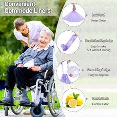 Commode Liners 120pcs Strong Portable Toilet Bags Leak Proof Lemon Scented To…