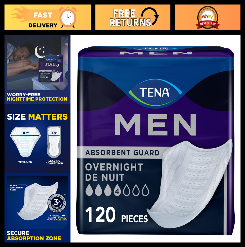 Incontinence Pads for Men – Overnight Guards, 120 ct, Discreet & Comfortable Fit