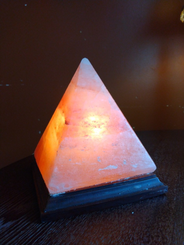 handcarved Himalayan salt pyramid lamp used still works just fine