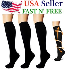 (3 Pairs) Compression Socks Knee High 15-20mmHg Graduated Support Men’s Women’s