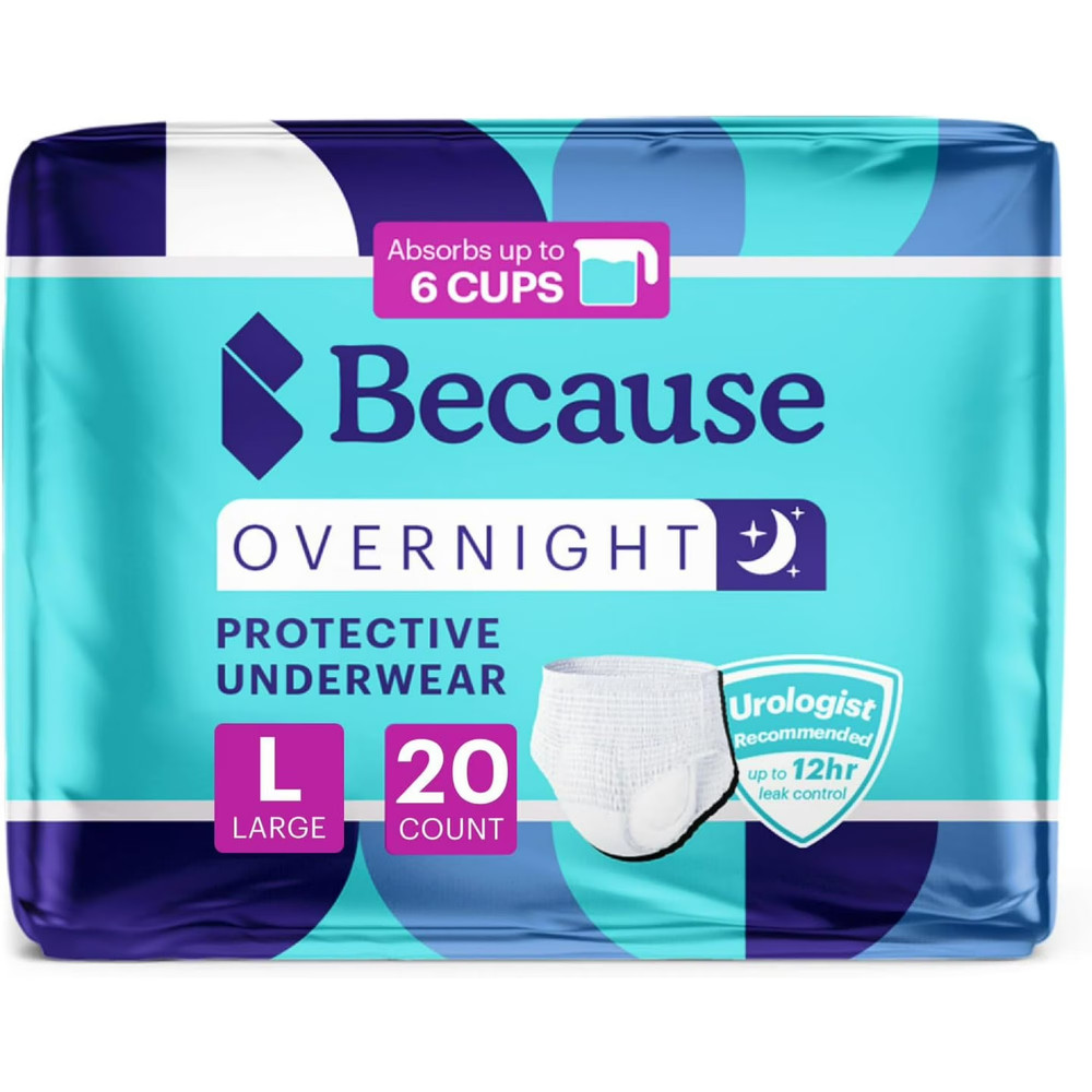 Because Overnight Absorbency Pull Ups Adult Incontinence Underwear L 20 Ct