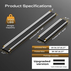 2PCS 700 lbs Folding Wheelchair Ramp Aluminum Mobility Ramp Portable
