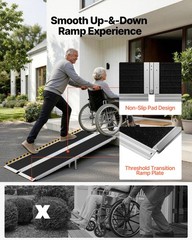 VEVOR Portable Wheelchair Ramp 6FT Non-Slip Aluminum Folding Handicap Ramp Home