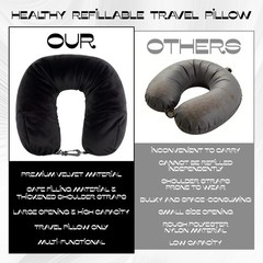 Fampery 1-Pack Stuffable Travel Pillow for Extra Luggage – Neck Black