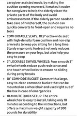 Bedside Commode with Wheels, Shower Wheelchair with 300 LBS Weight Capacity