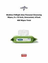 400ct Medline FitRight Aloe Personal Wipes Unscented w/Flip Top 400Ct MSC263954H
