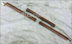 Vintage Antique Style Brass Wood Victorian Walking Stick Cane Spiral Carved 37″