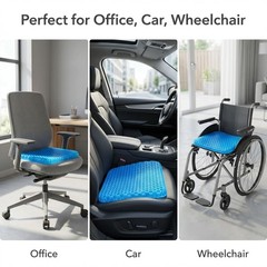 QWORK Gel Seat Cushion, Cool & Breathable 42 x 37 x 3.5 cm, Blue