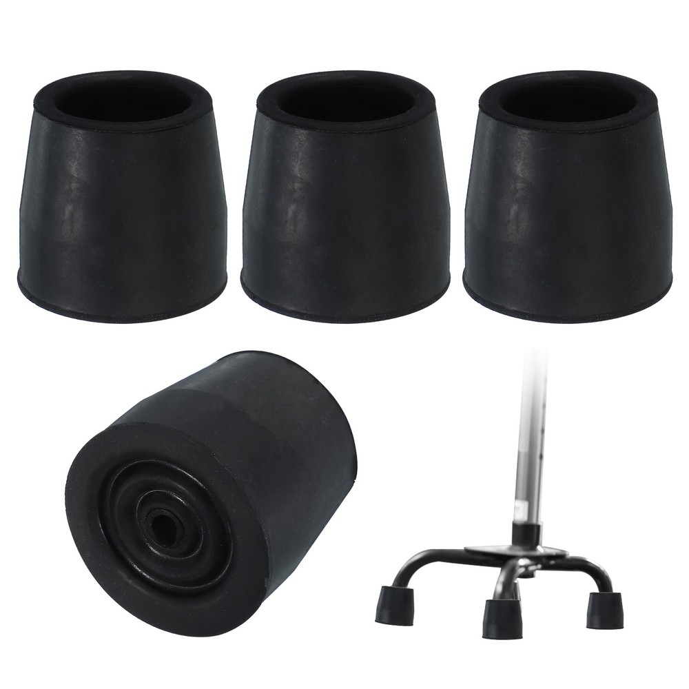 Quad Cane Tips 1-1/8 Inch, 4 Pcs Walking Cane Accessories, Black(Style 1)