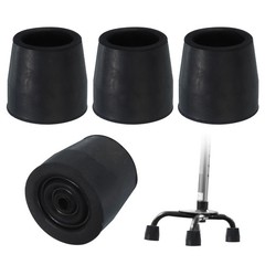 Quad Cane Tips 1-1/8 Inch, 4 Pcs Walking Cane Accessories, Black(Style 1)