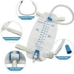 GlobalRoll Leg Urinary Drainage Bag, Urine Leg Bag with 1000 mL Volume, 2 Adj…