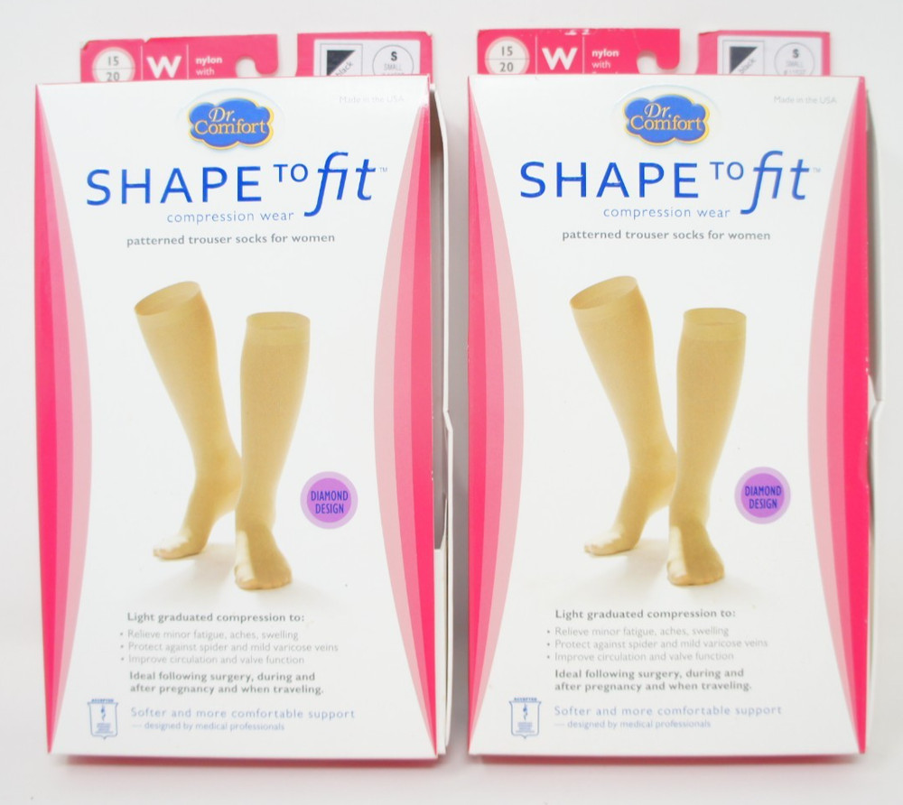 Dr Comfort Shape to Fit Patterned Trouser Sock – Compression 15-20 – Black S 2pk