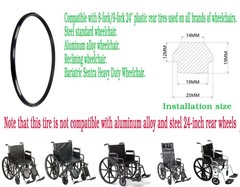 wheelchair rear wheel replacement Tire,24″ x 1″ Universal Flat Free…