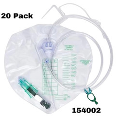 Factory Sealed Urinary Drainage Bags 2000mL w/ Anti-Reflux Chamber 154002 20Ct