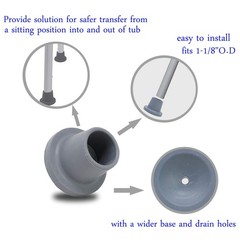 Replacement Feet for Shower Chair Bath Seat Non-Skid 1-1/8 Inch I.D Grey