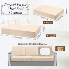 8 Pcs Patio Stretch Sofa Cushion Covers Outdoor Cover Beige