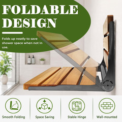 Folding Shower Seat Teak, Folding Shower Seat Wall Mounted, Foldable Shower Chai