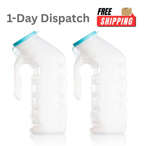 MaxiCare 2 Pack 32 oz Male Urinal Bottles – Glow in Dark Lid for Travel