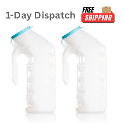 MaxiCare 2 Pack 32 oz Male Urinal Bottles – Glow in Dark Lid for Travel
