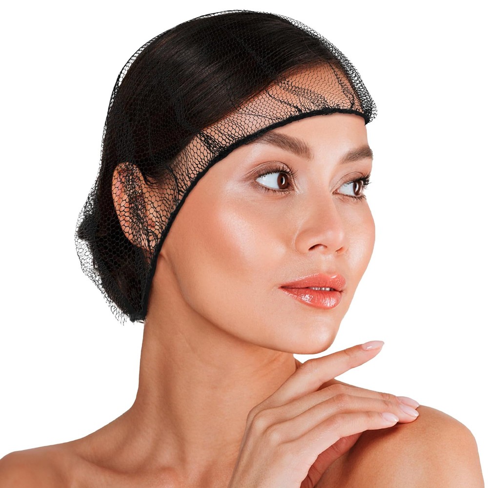 Black Disposable Hair Net, 28 Inches. 100 Pack Micro Nylon Bouffant Hair Nets…