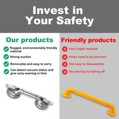 Heavy Duty Suction Shower Grab Bar 14.5 In. Bathroom Safety Handle Gray Silver f