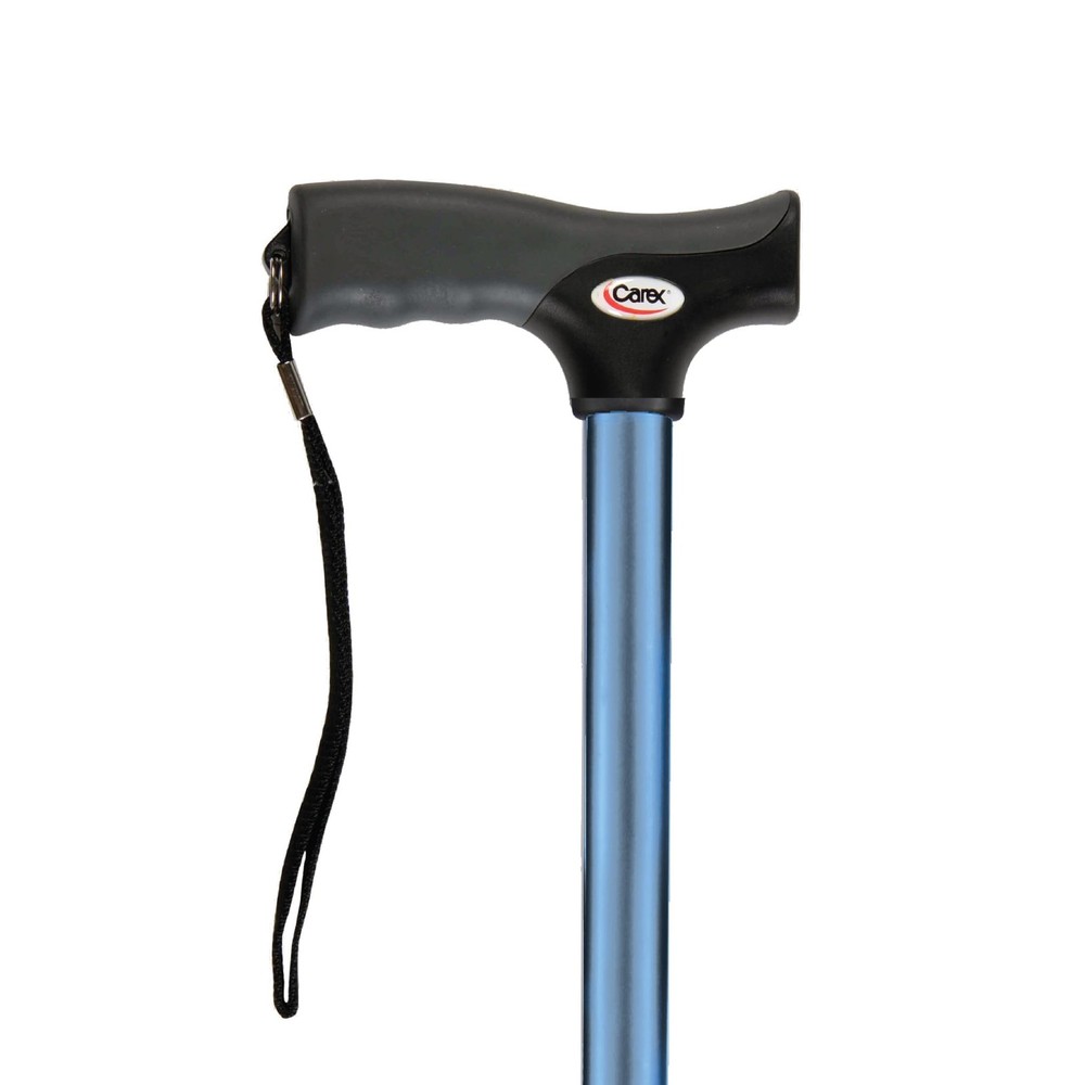 Carex Soft Grip Walking Cane with Strap, Anti-Slip 1 Count (Pack of 1), Blue