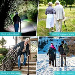 Extendable 5-Levels Adjustable Height LED Walking Cane Retractable Walking Stick