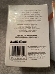 AudioClean Hearing Aid Cleansing Wipes Headphones Ear Buds Cell Phone 60 Pack