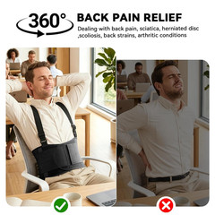 Work Back Brace for Men & Women, Adjustable Lower Back Support Belt for Sciatica