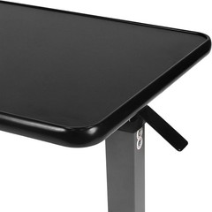 30×15 Overbed Table Walnut Laminate Top Steel Frame Adjustable Height Rolling